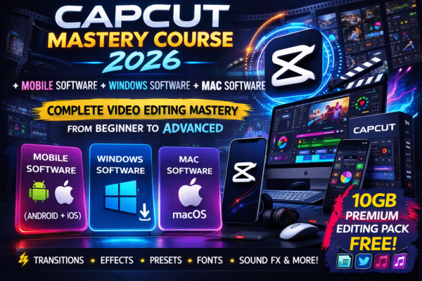 CapCut Mastery Course 2026 – Complete Video Editing Course + Mobile, Windows & Mac Software